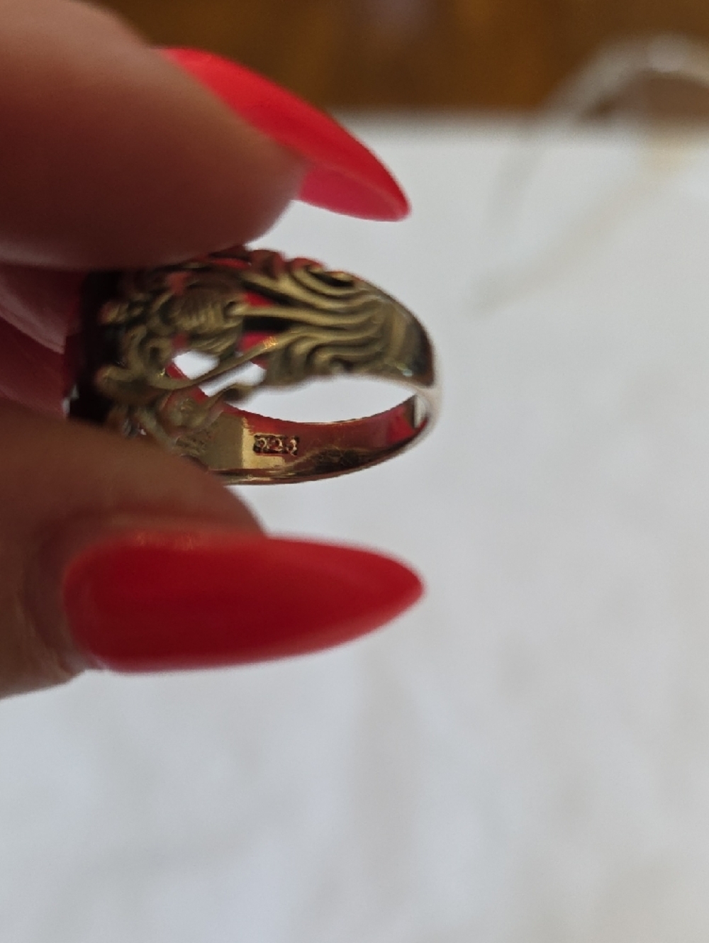 Sterling Silver Floral Ring with Dark Red Gemstone Size 8 - Picture 8 of 8